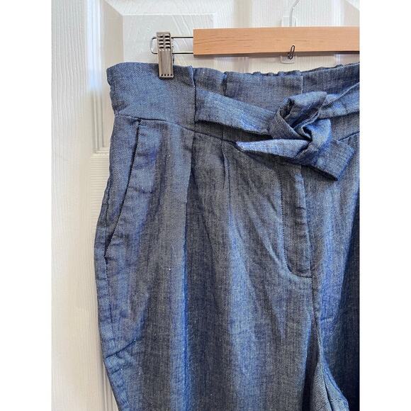 Express Chambray Linen Blend Super High Rise Ankle Tapered Pant Size Large - Picture 4 of 12